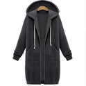 Hooded long-sleeved winter sweater women's jacket in a long thick shirt