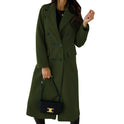 Simple Double Breasted Long Sleeve Lapel Button Woolen Coat