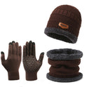 Men's Winter Scarf Gloves Three-piece Set Fleece-lined Warm Knitted Hat