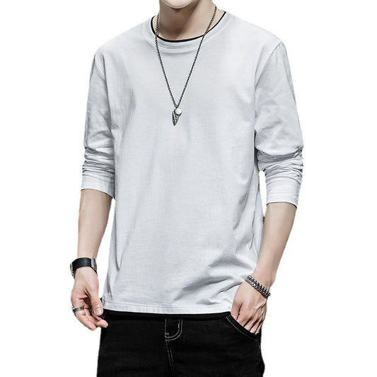 Long-sleeved T-shirt Men's Solid Color Casual Fake Two-piece Bottoming Shirt