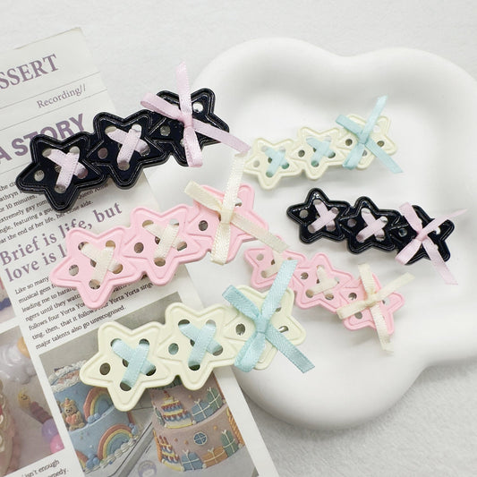 Sweet Cool Hot Girl Style Star Hairpin Sweet Ribbon Duckbill Clip Ins