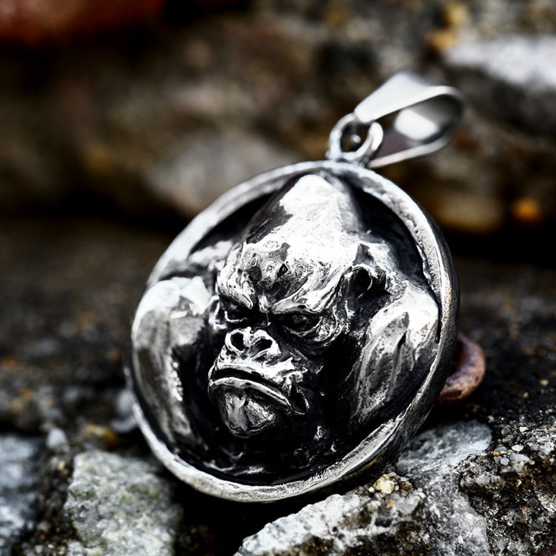 Cast Stainless Steel Gorilla Necklace Pendant