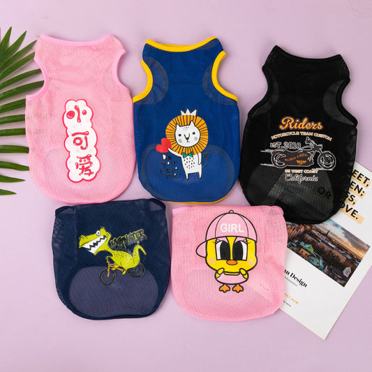 Mesh Dog Polyester Cartoon Vest