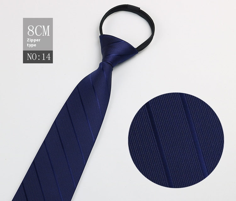 Black Men's Tie Striped Blue Business Tie Lazy Zip Tie In Stock Wholesale Pull Peels