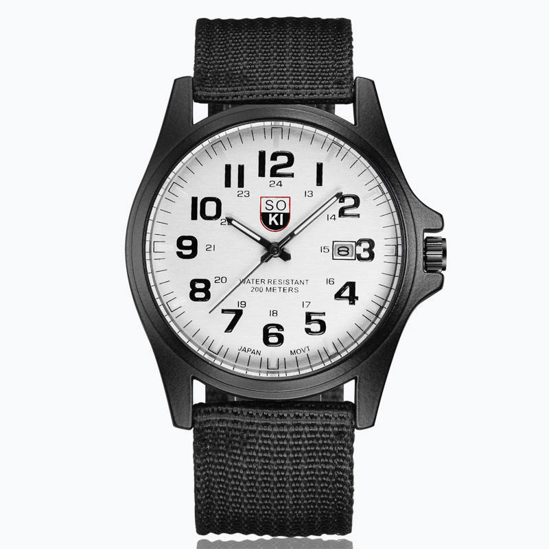 Braided Nylon Strap Men's Calendar Sports Quartz Watch