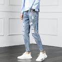 Ripped cropped jeans beggar pants