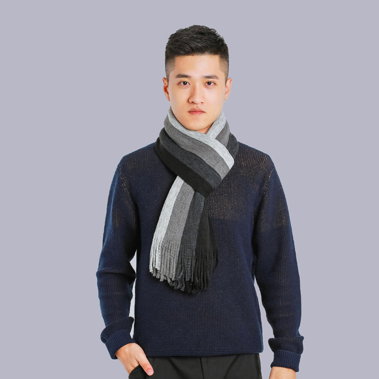 Imitated cashmere color matching casual men's thick scarf