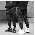 Hot Sale Men Black Hip Hop Cargo Pants Elastic Waist Jogger Trousers Sweatpants Pockets Full Length Casual Fashion