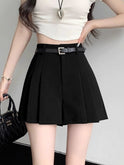 Gray Suit Shorts For Women Pleated Pantskirt