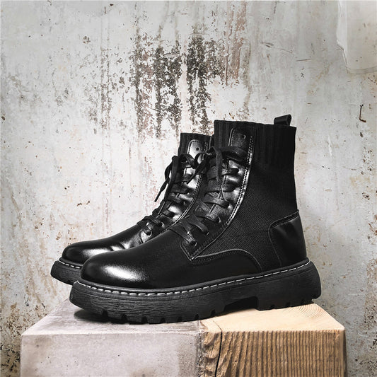 Trendy Martin Boots Male British Style Black Locomotive