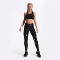 Black cat print women's slim sports leggings