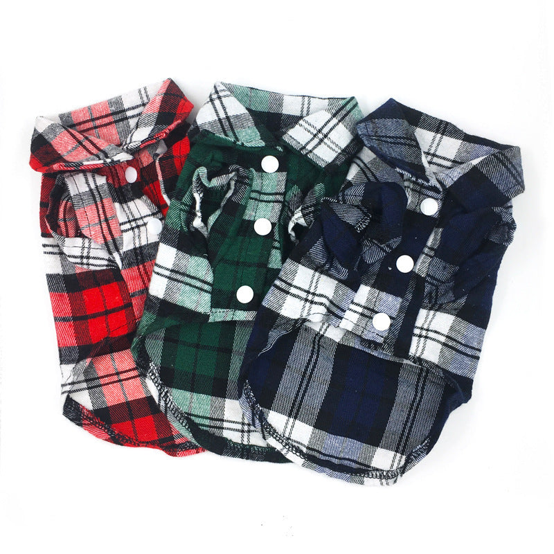 Pet Plaid Shirt Spring And Summer Dog Clothes