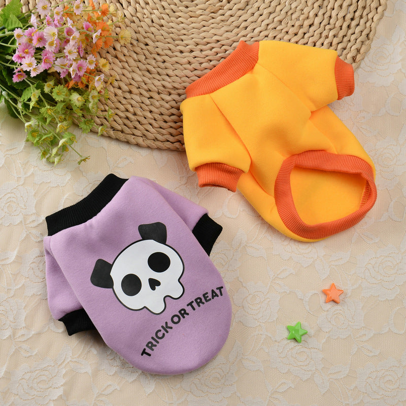 Halloween Pumpkin Skull Pet Teddy Small Dog Autumn Winter Sweater