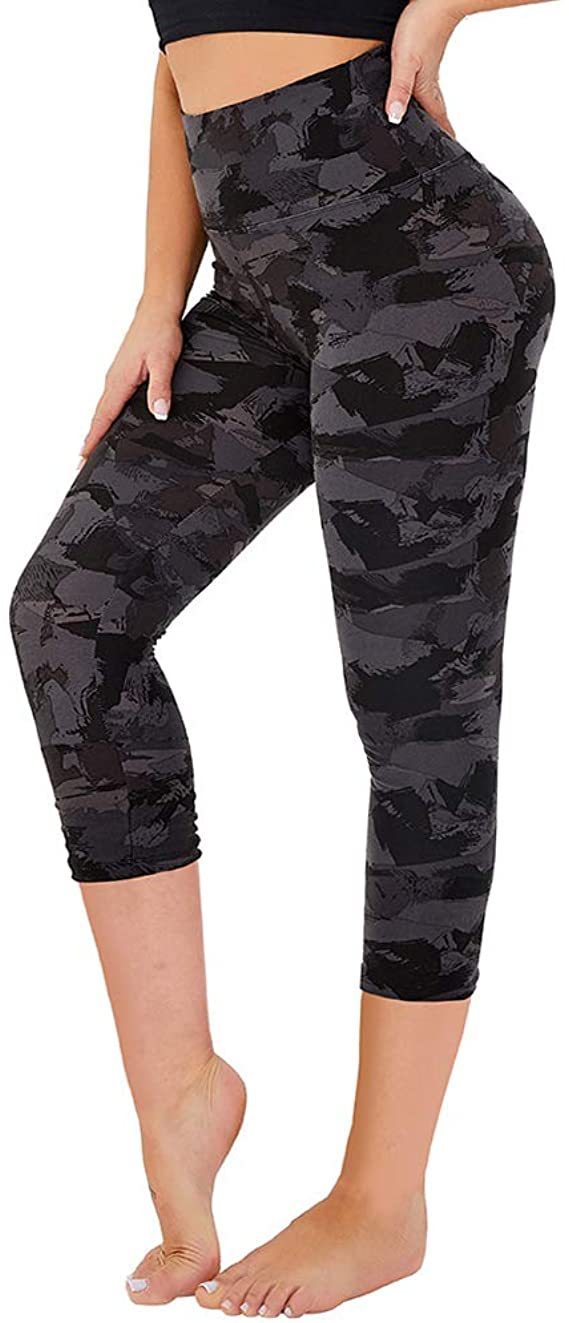 Slimming Cropped Pants High Waist Print Leggings