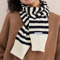 Striped Contrast Color Knitted Wool College Style Scarf