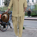 Cotton And Linen Casual Loose Long-sleeved Trousers Two-piece Suit