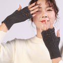 Autumn And Winter New Female Students Fashion All-match Knitted Warm Half-fingerless Gloves