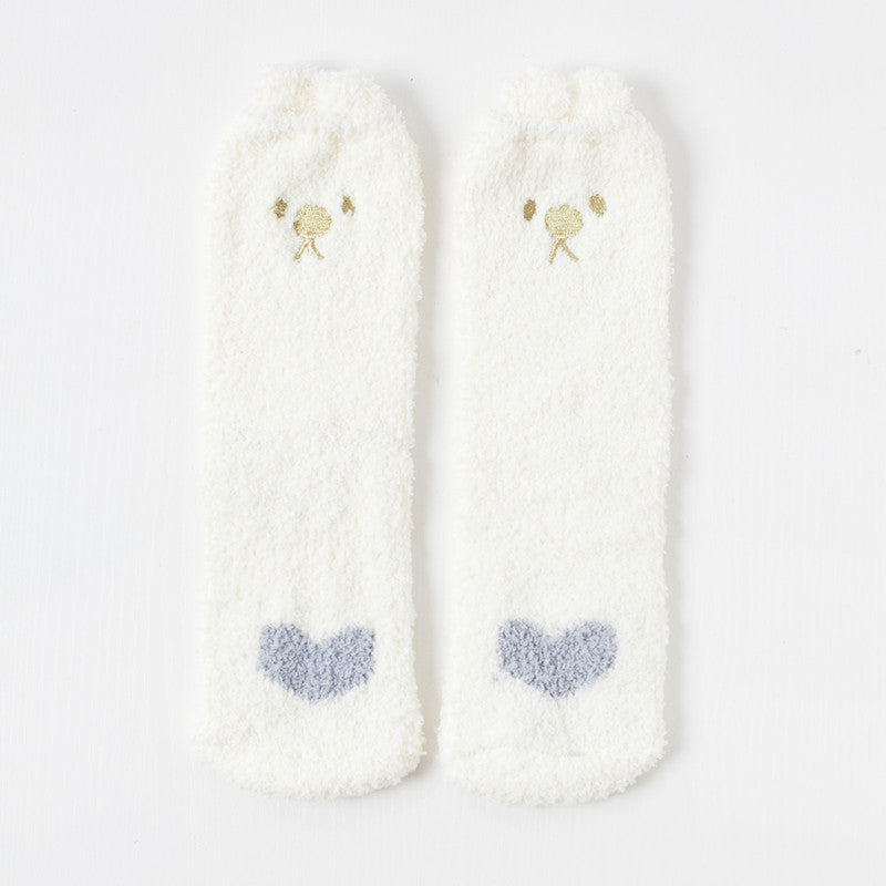 Coral Velvet Embroidery Three-dimensional Cartoon Floor Socks