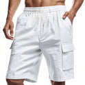 Loose Sports And Leisure Solid Color Linen Drawstring Shorts