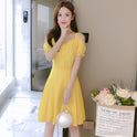 Fashion Solid Color Chiffon Sling Dress For Women