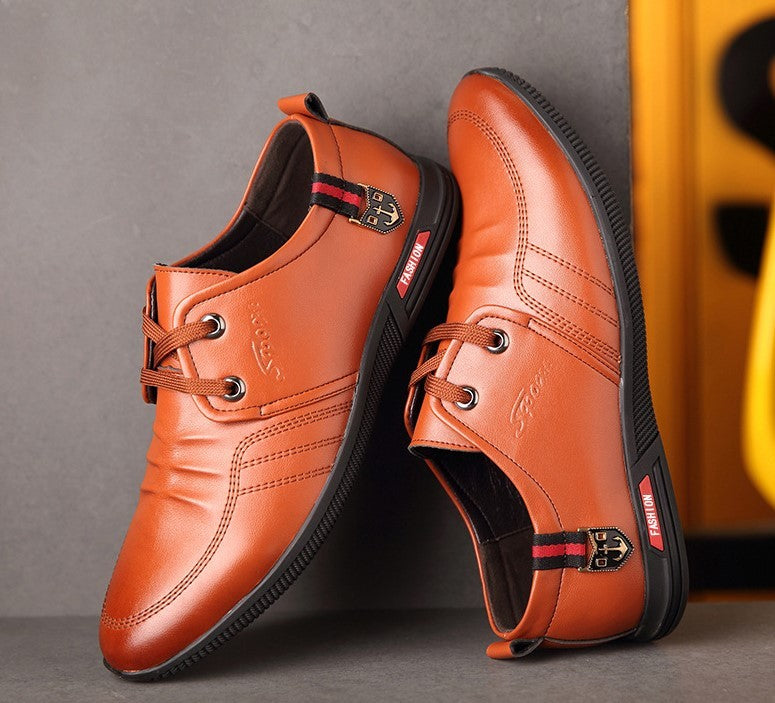 Men's soft bottom leather shoes