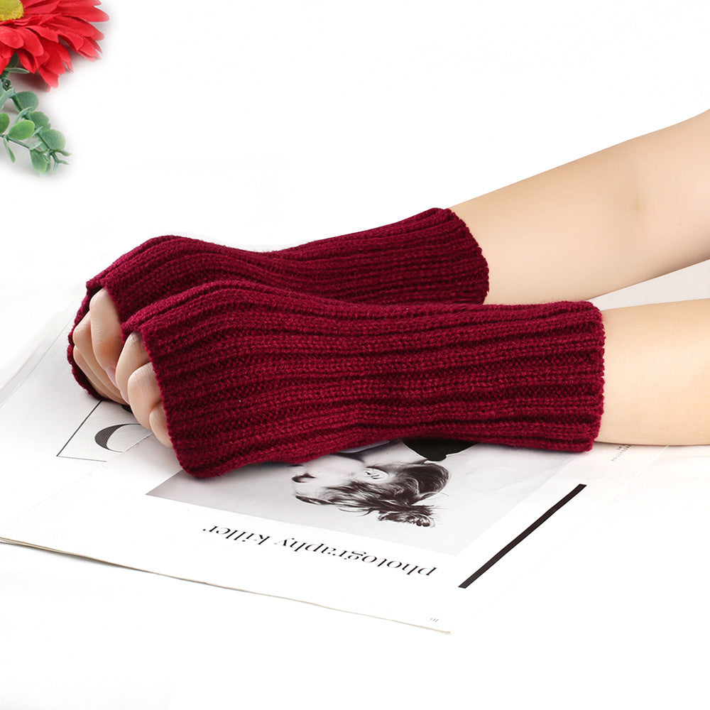 Knitting Wool Gloves Straight Arm Knitted Warm