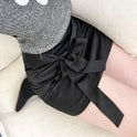 All-match Bow Lace-up Satin Hip Skirt For Women