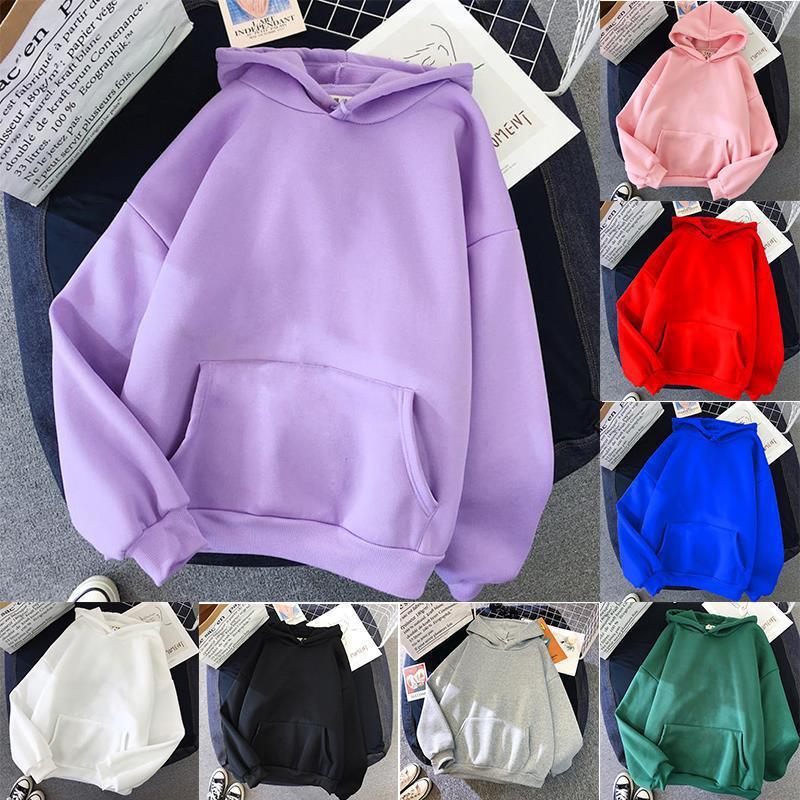 Women's Blank Solid Color Hoodie Sweater