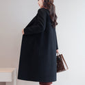 Solid Color Suit Collar Long-sleeved Woolen Coat