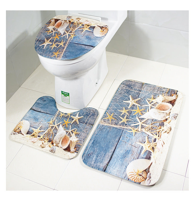 The bathroom toilet mat three-piece suit