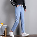 Straight Casual Elastic Waist Lace-up High-waist Jeans Women's Loose Pants