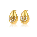 18K Gold Stainless Steel Simple Geometric Water Drop Ear Studs