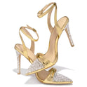 Buckle Rhinestone Stiletto Peep Toe Catwalk Show High Heels Open Toe