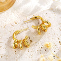 Retro Stainless Steel Irregular Line Ring Earrings