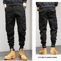 Men's Cropped Tooling Spring And Autumn Loose-fitting Casual Ankle-banded Trousers Multi-pocket