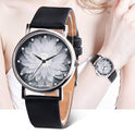 Water hibiscus lotus pattern leather female watch