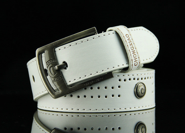 Men's Denim Casual Hollow Rivet Wide Belt