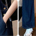 Women's Simple High-waist Dark Denim Overalls