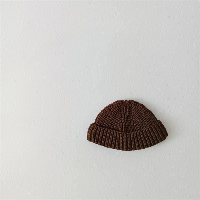 Solid Color Curling Baby Knitted Sleeve Cap