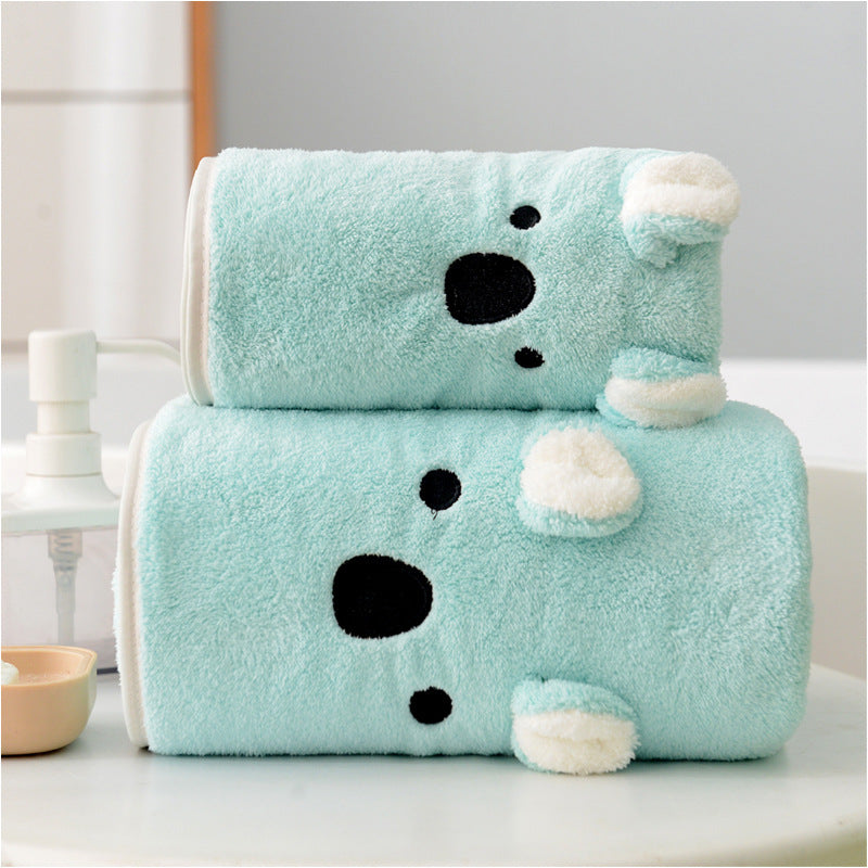 Coral Velvet Bath Towel Two-piece Towel Rabbit Ears Koala Bear Gift Box