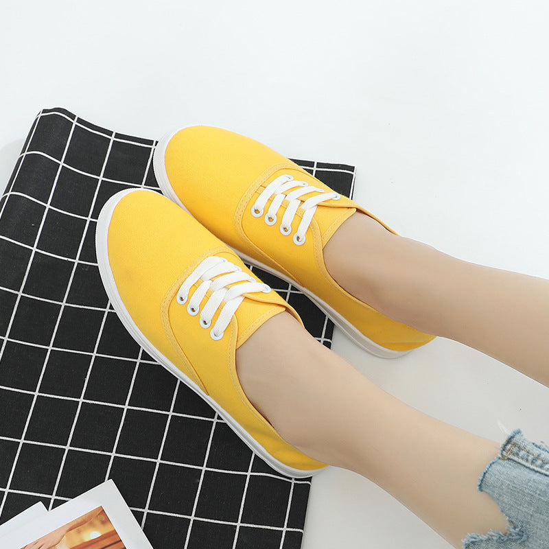 Lace-up canvas shoes wild Korean white student shoes