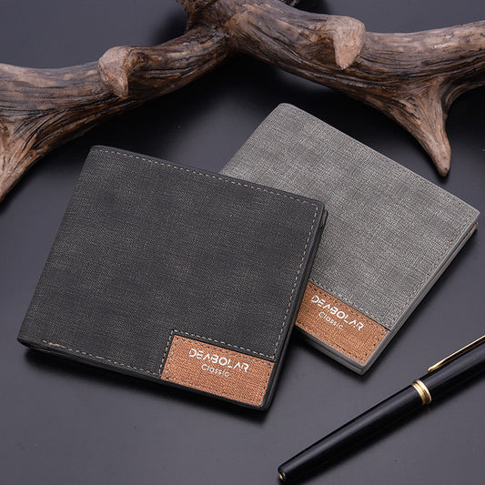 2021 new men's short wallet day Korean version of the ancient youth walletthin male cross money leather wholesale