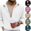 Men's Wrinkle Champray Cardigan Lapel Shirt