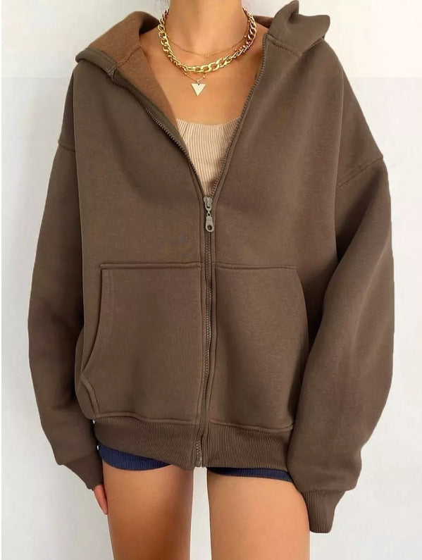 Women's Zipper Hooded Cardigan Coat