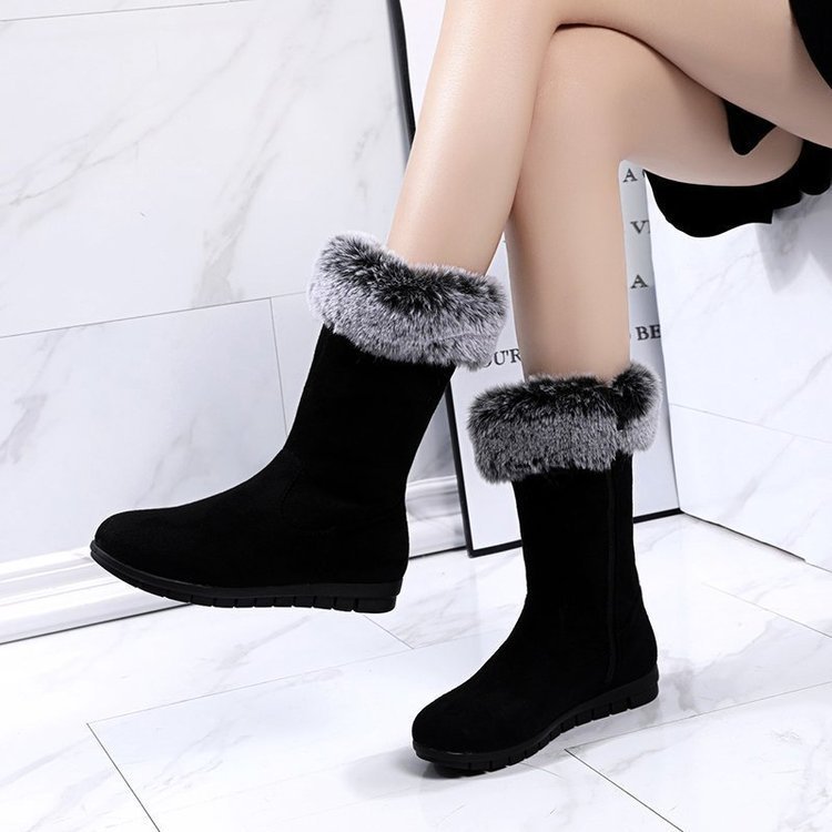 Women's snow boots suede low heel casual women's shoes