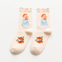 All-matching Caramel Cartoon Women's Cotton Tube Socks