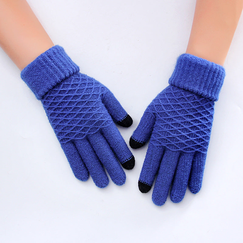 Female winter gloves touch screen five fingers