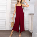 Sleeveless Skinny Strap Jumpsuit Wide Leg Pants