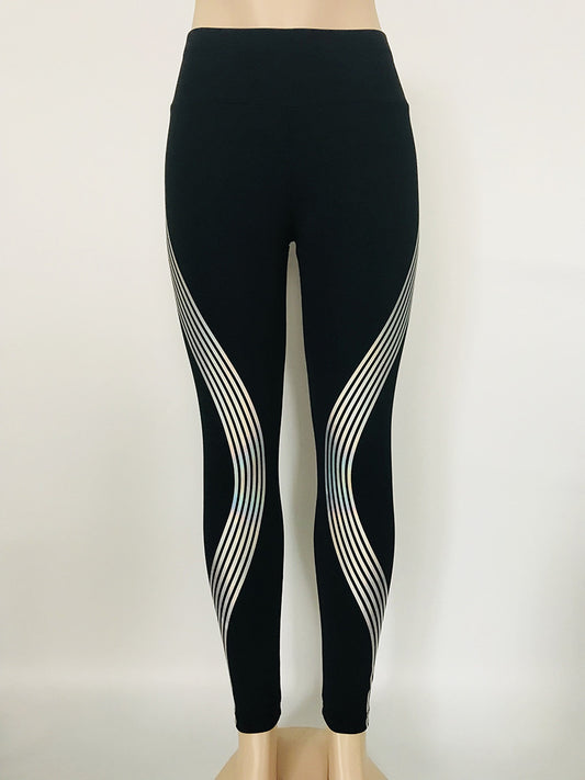 Reflective Leggings Glow in the Dark Night Light Laser Stripes Fitness Yoga Pants Tights Tracksuit Women