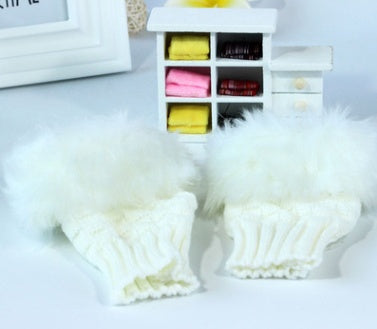 Autumn and winter warm thickening ladies gloves Korean rabbit hair cute half finger gloves wool knit gloves